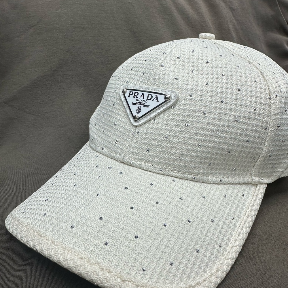 Prada Cream Re-Nylon Designer Cap